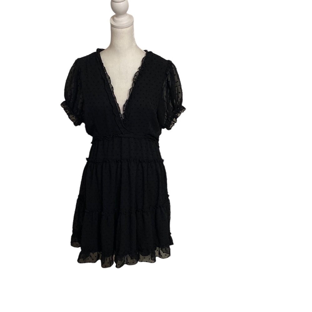Justify swiss dot baby‎ doll mini dress black XL